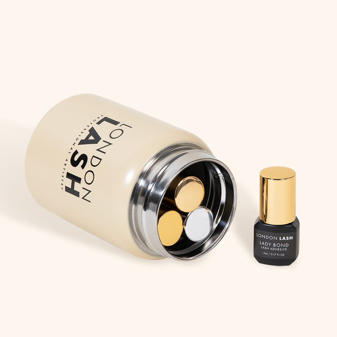 Beige airtight container for eyelash glue