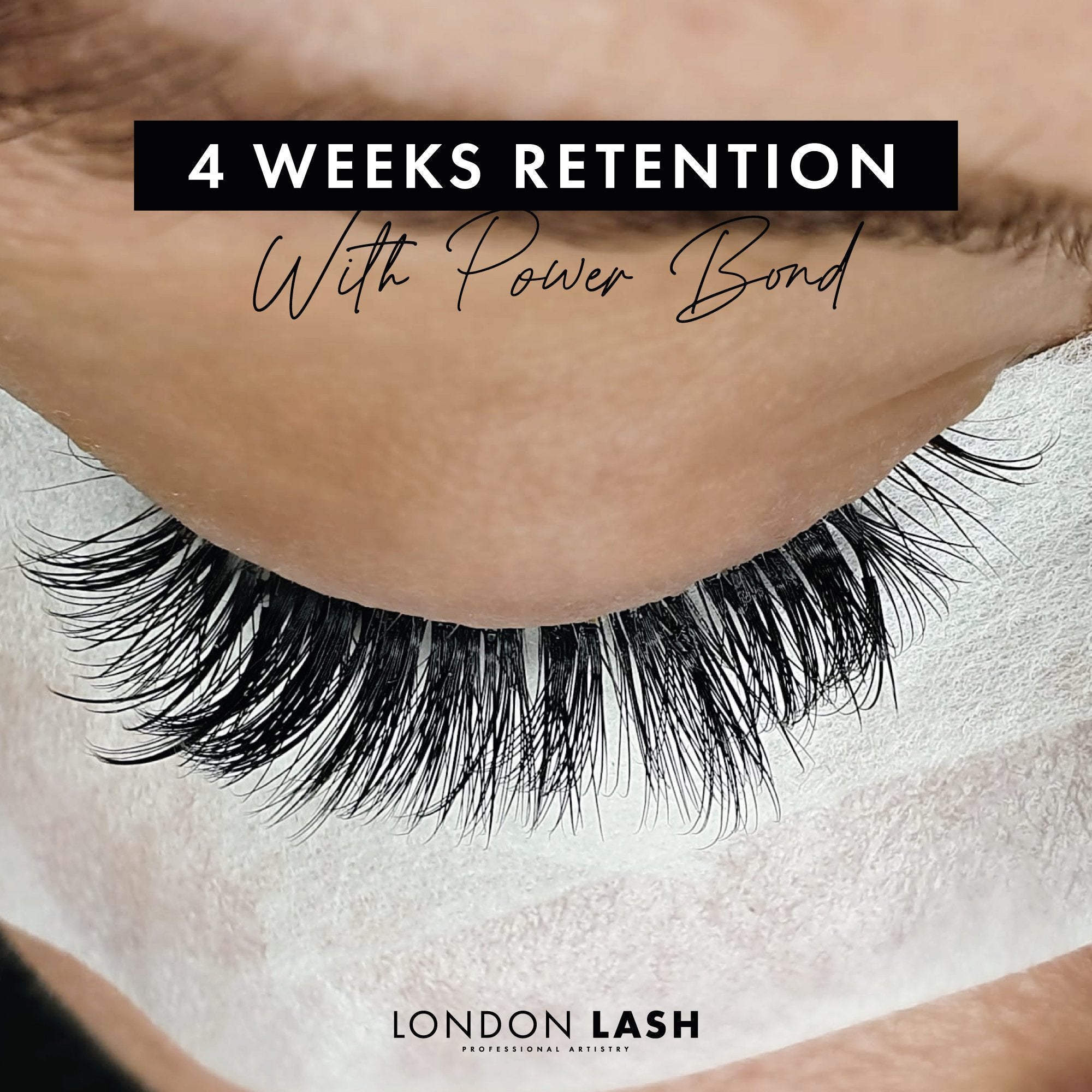 4 weeks retention result using Power Bond Lash Glue on eyelash extensions.