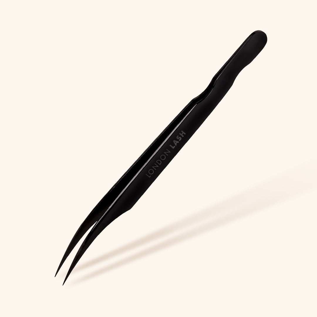 Angled Isolation Eyelash Extensions Tweezers in Black