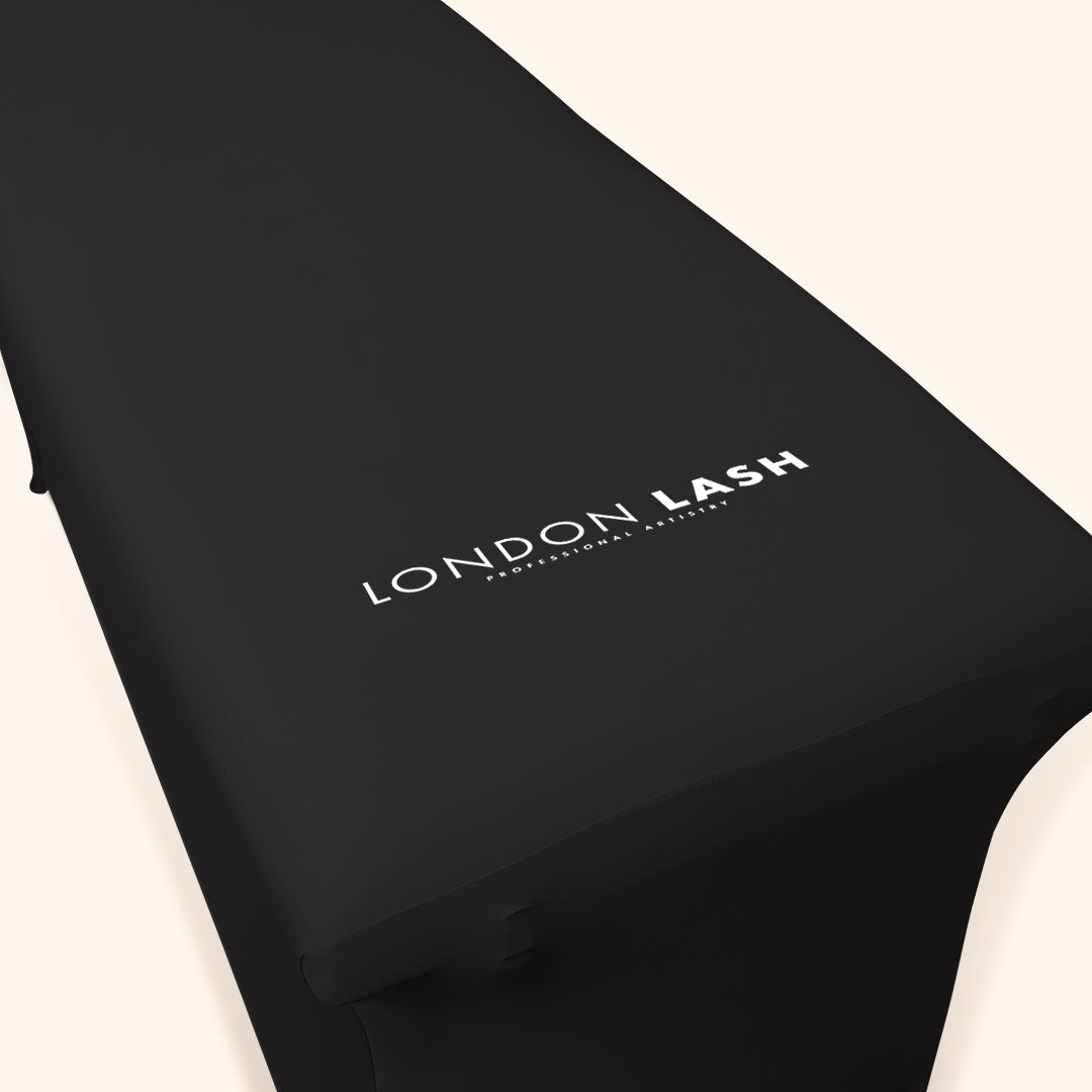 Black lash bed cover with London Lash branding