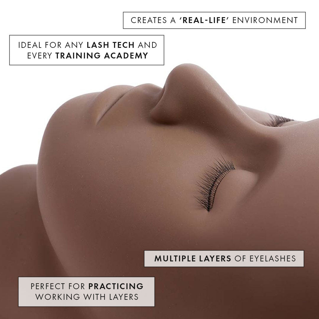 Dark Skin Toned Mannequin Training Head in Use