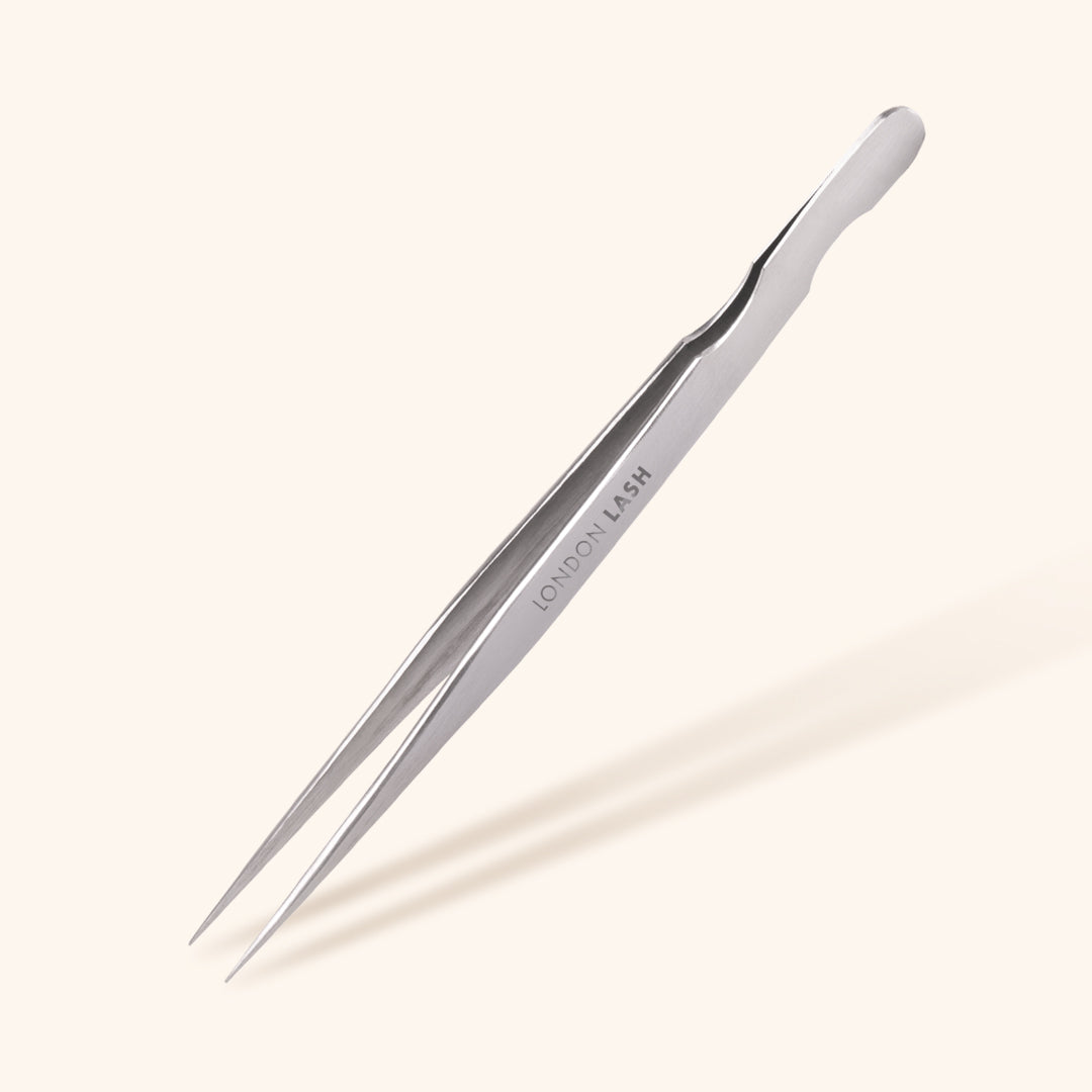 Silver Straight Isolation Eyelash Tweezers